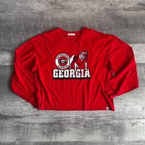 47 Brand University Of Georgia Bulldogs T Shirt Womens XL Long Sleeve Red NCAA